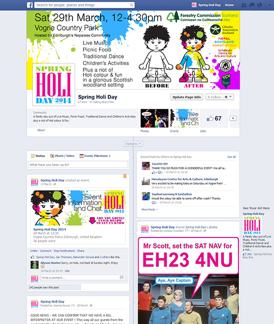 Fcebook page created by Lunaria Ltd.